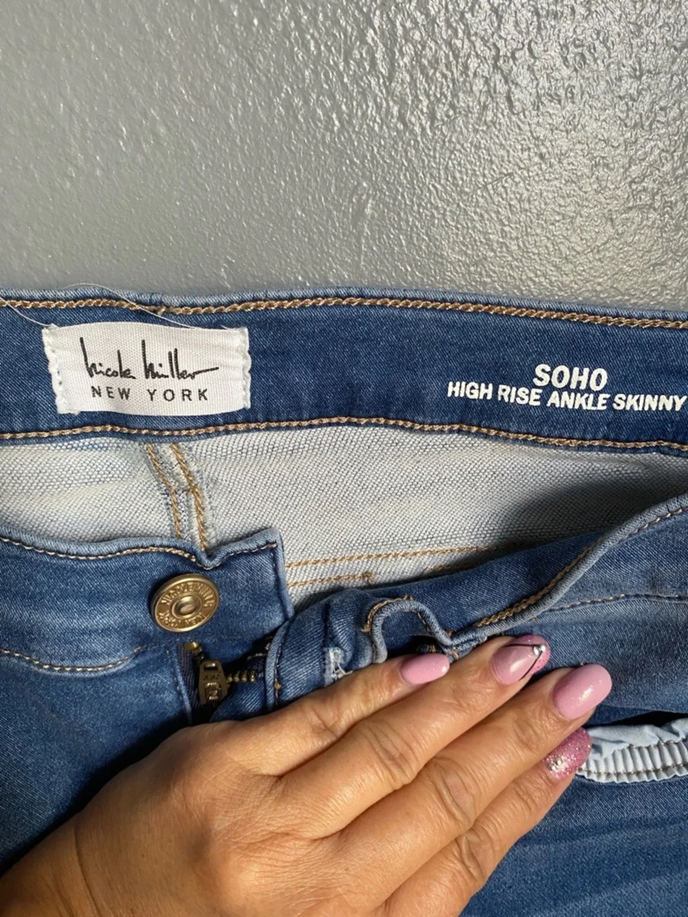 Nicole Miller New York SOHO High Rise Ankle Skinny Jeans - Medium Blue - Picture 2 of 4